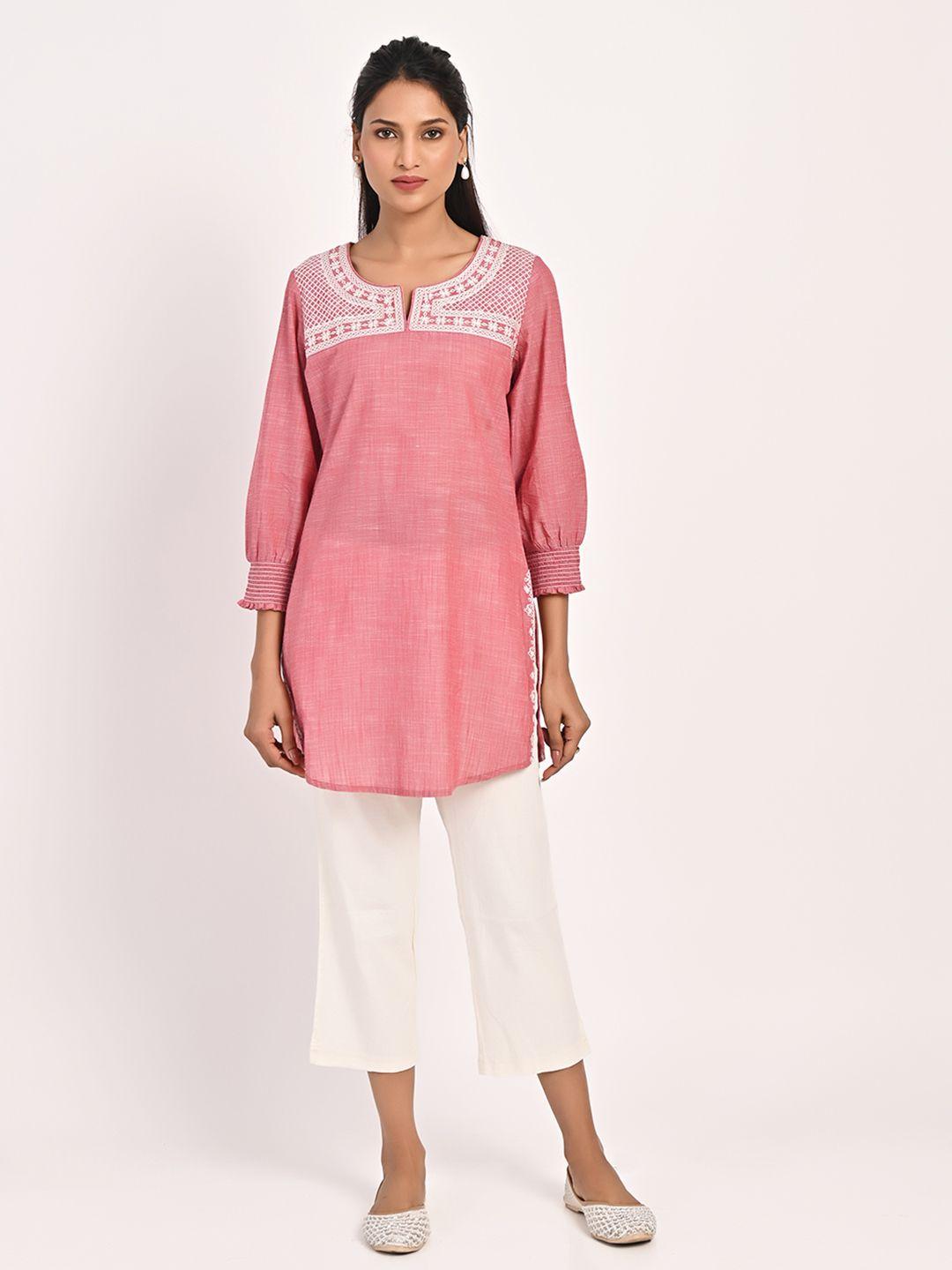 lakshita round neck embroidered cotton tunic