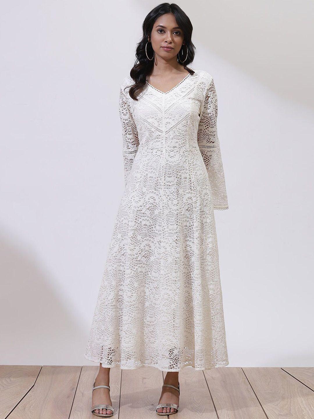 lakshita women white lace maxi dress