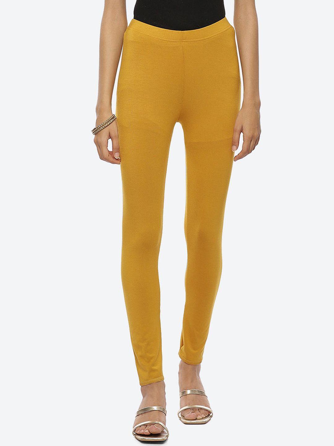 lakshita women yellow solid ankle-length leggings
