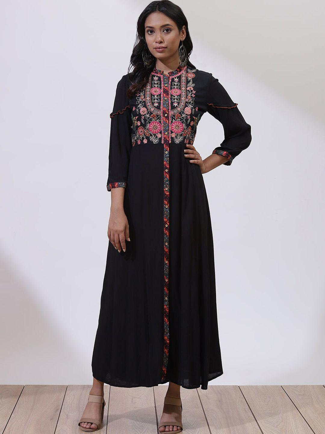 lakshita black floral maxi dress