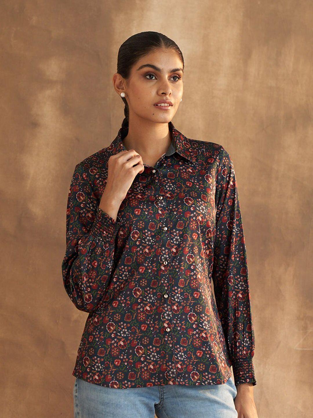 lakshita comfort ethnic motifs printed casual cotton shirt