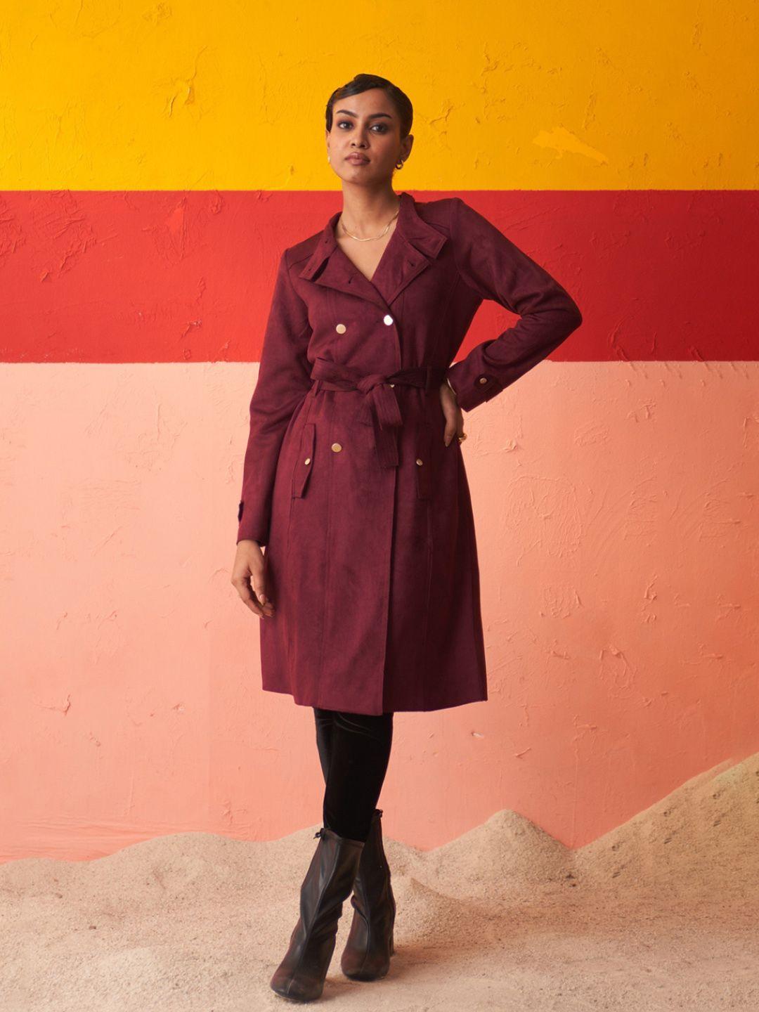 lakshita double-breasted longline overcoat