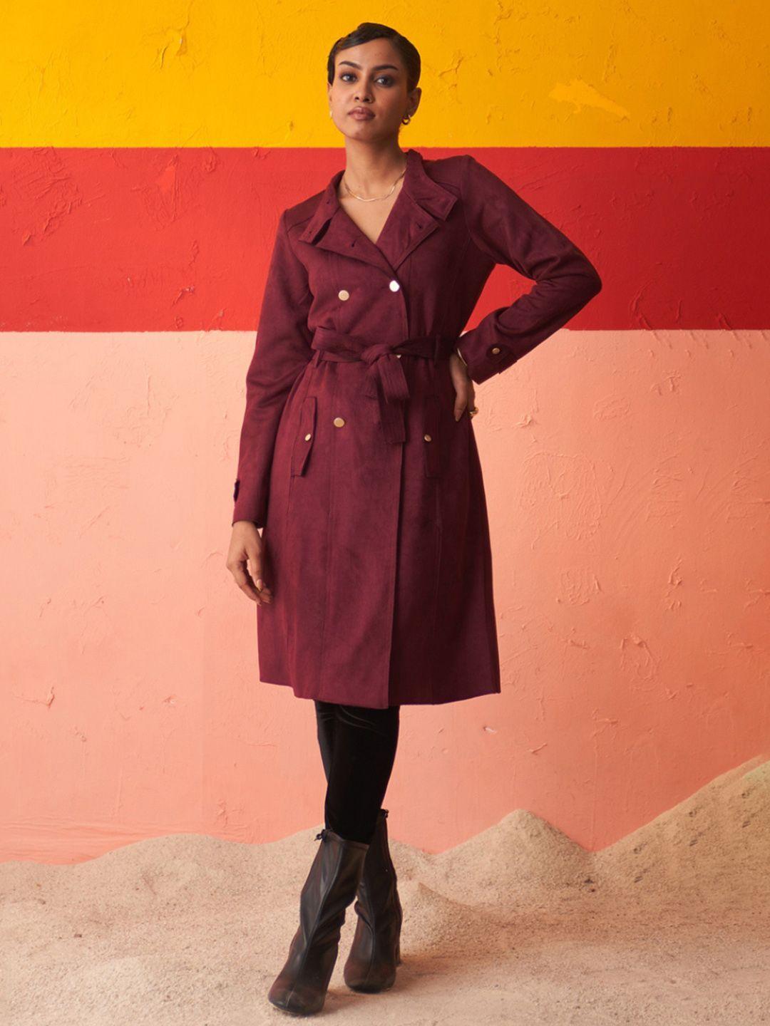 lakshita double-breasted longline overcoat