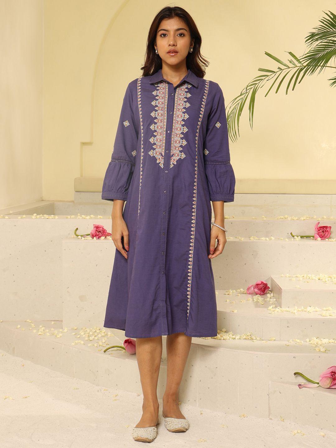 lakshita embroidered shirt dress