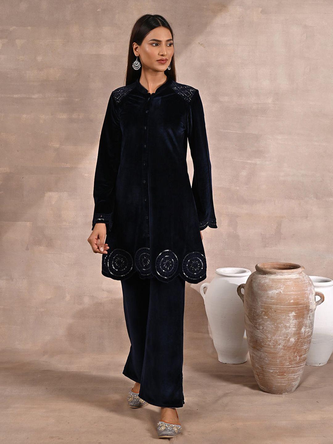 lakshita embroidered velvet long sleeves tunic