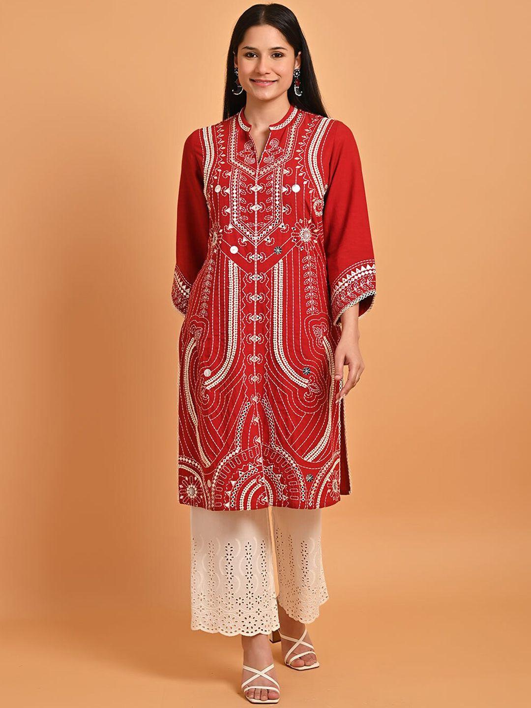 lakshita ethnic motifs embroidered mirror work kurta