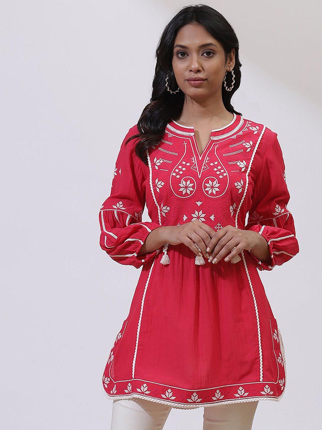 lakshita ethnic motifs embroidered puff sleeves tunic
