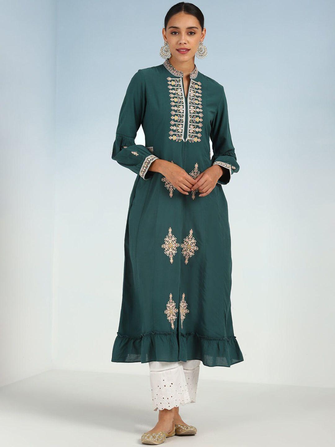 lakshita ethnic motifs embroidered thread work a-line kurta