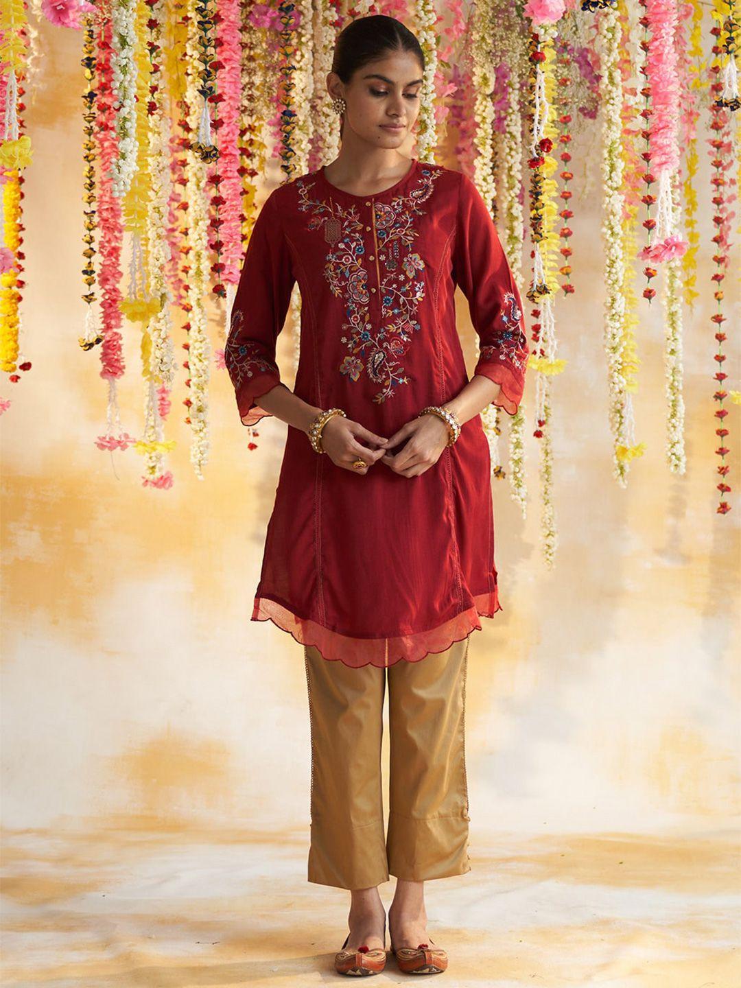 lakshita ethnic motifs embroidered thread work kurta