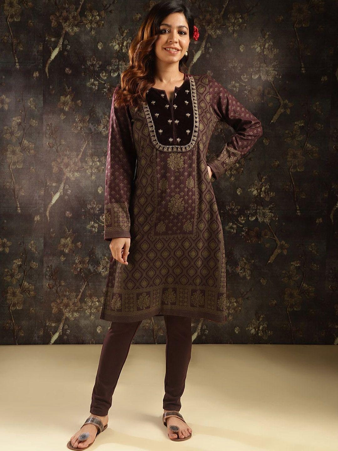 lakshita ethnic motifs printed thread work kurta