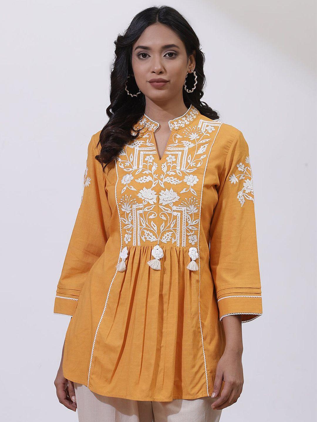 lakshita floral embroidered mandarin collar tunic