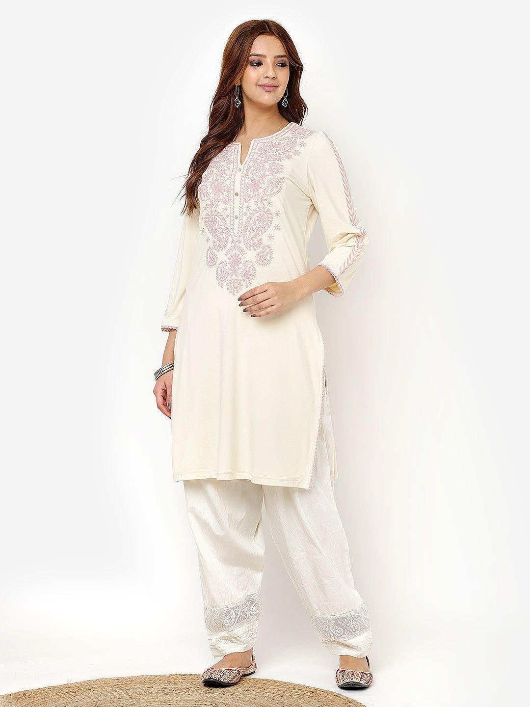 lakshita floral embroidered thread work indie prints kurta