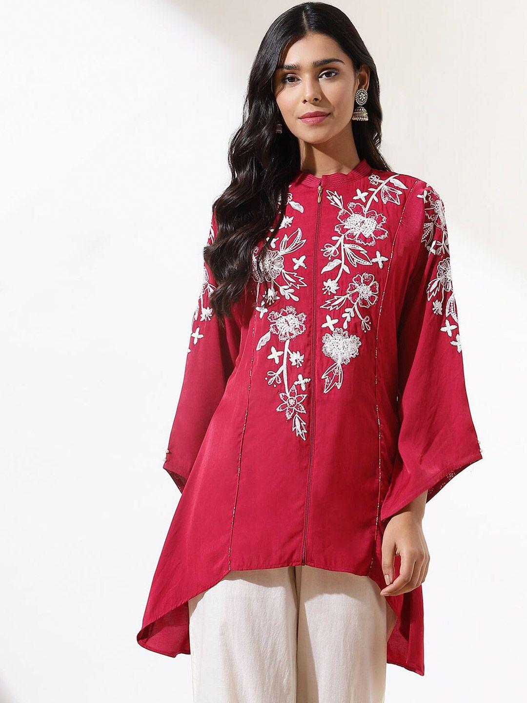 lakshita floral embroidered viscose rayon flared sleeves tunic