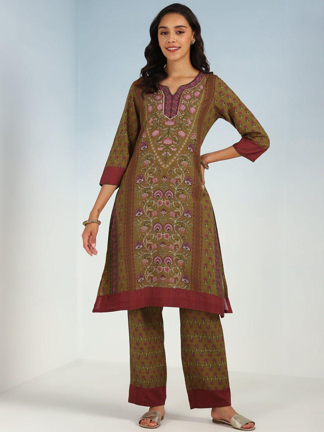 lakshita floral printed regular kurta with trousers