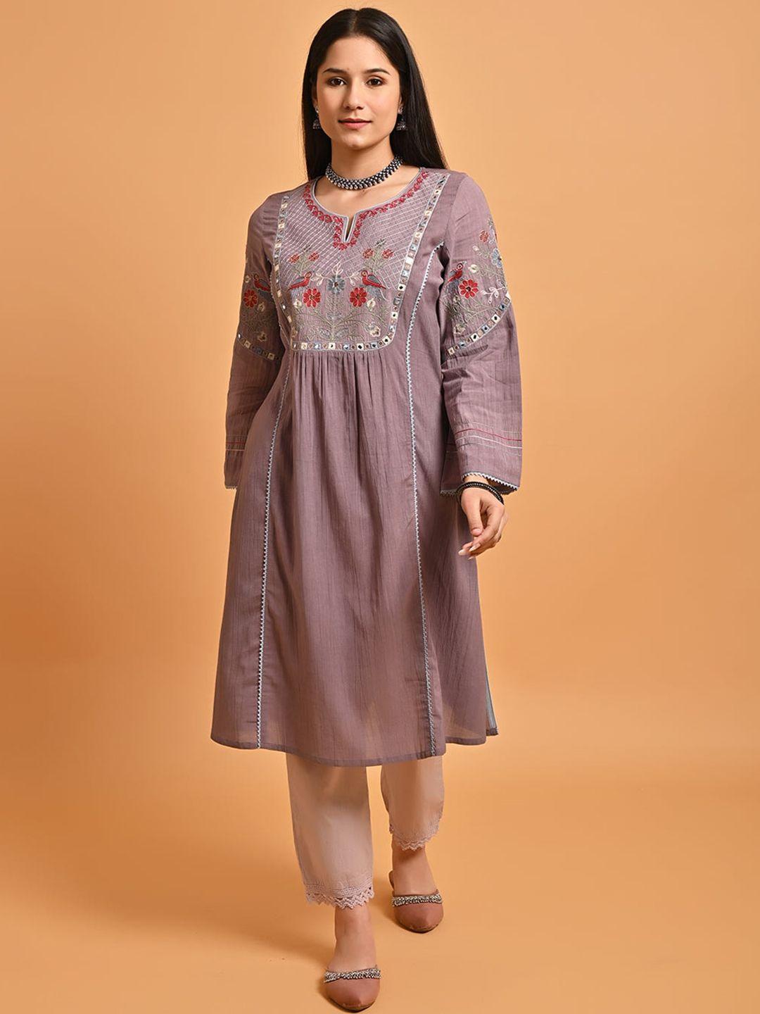 lakshita floral yoke design thread work kurta