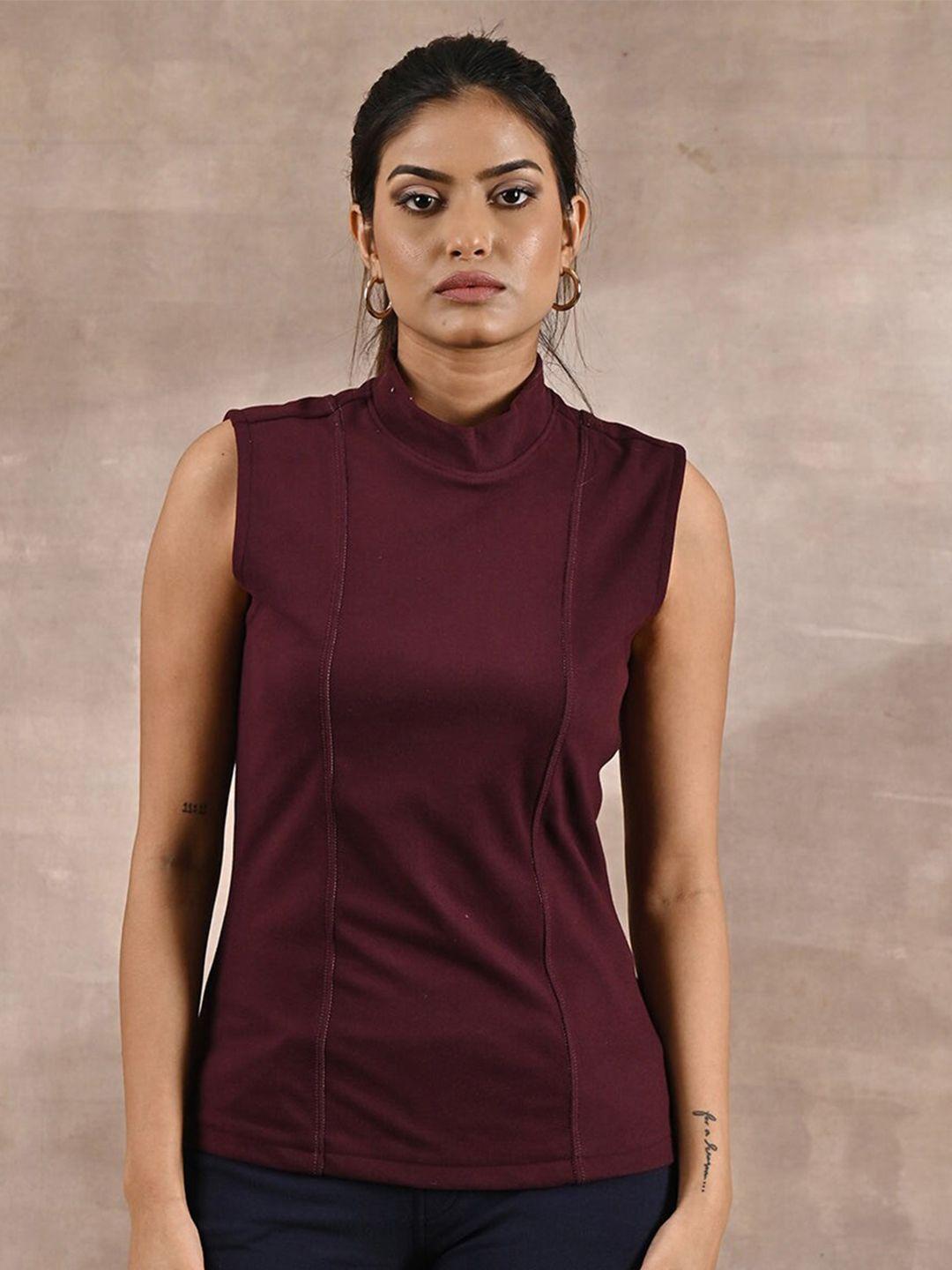 lakshita high neck sleeveless fleece top