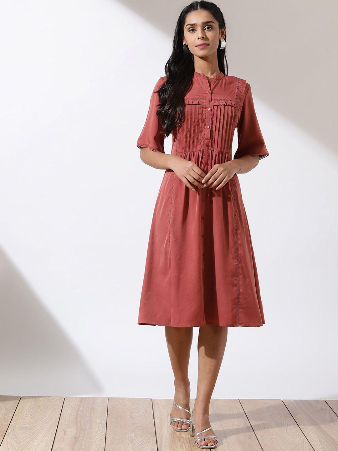 lakshita peach-coloured flared sleeve shirt dress