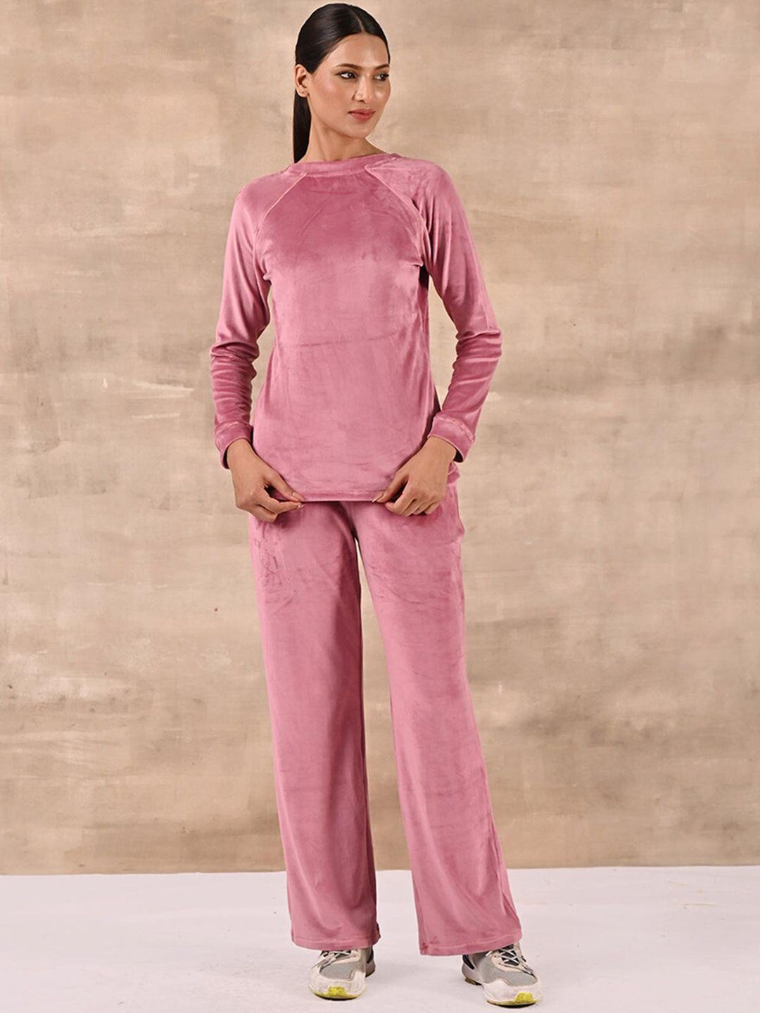 lakshita round neck long sleeves velour tracksuits