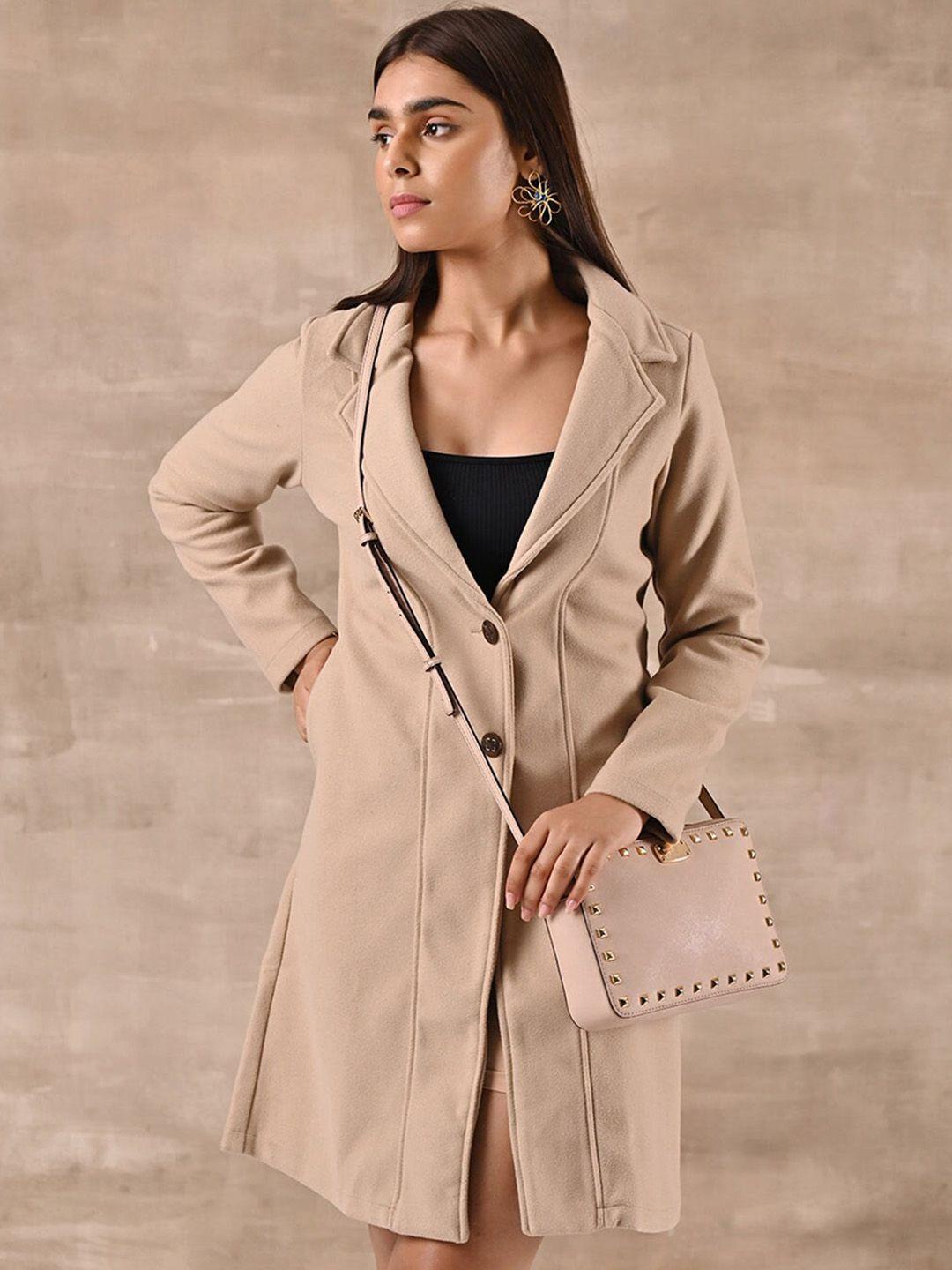 lakshita single-breasted long wool trench coat