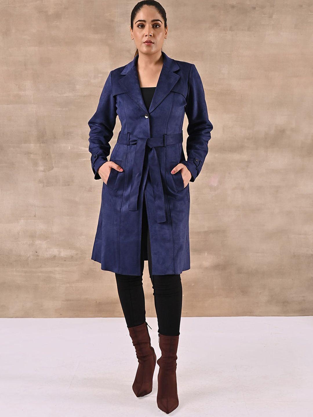 lakshita single-breasted notched lapel fleece overcoat