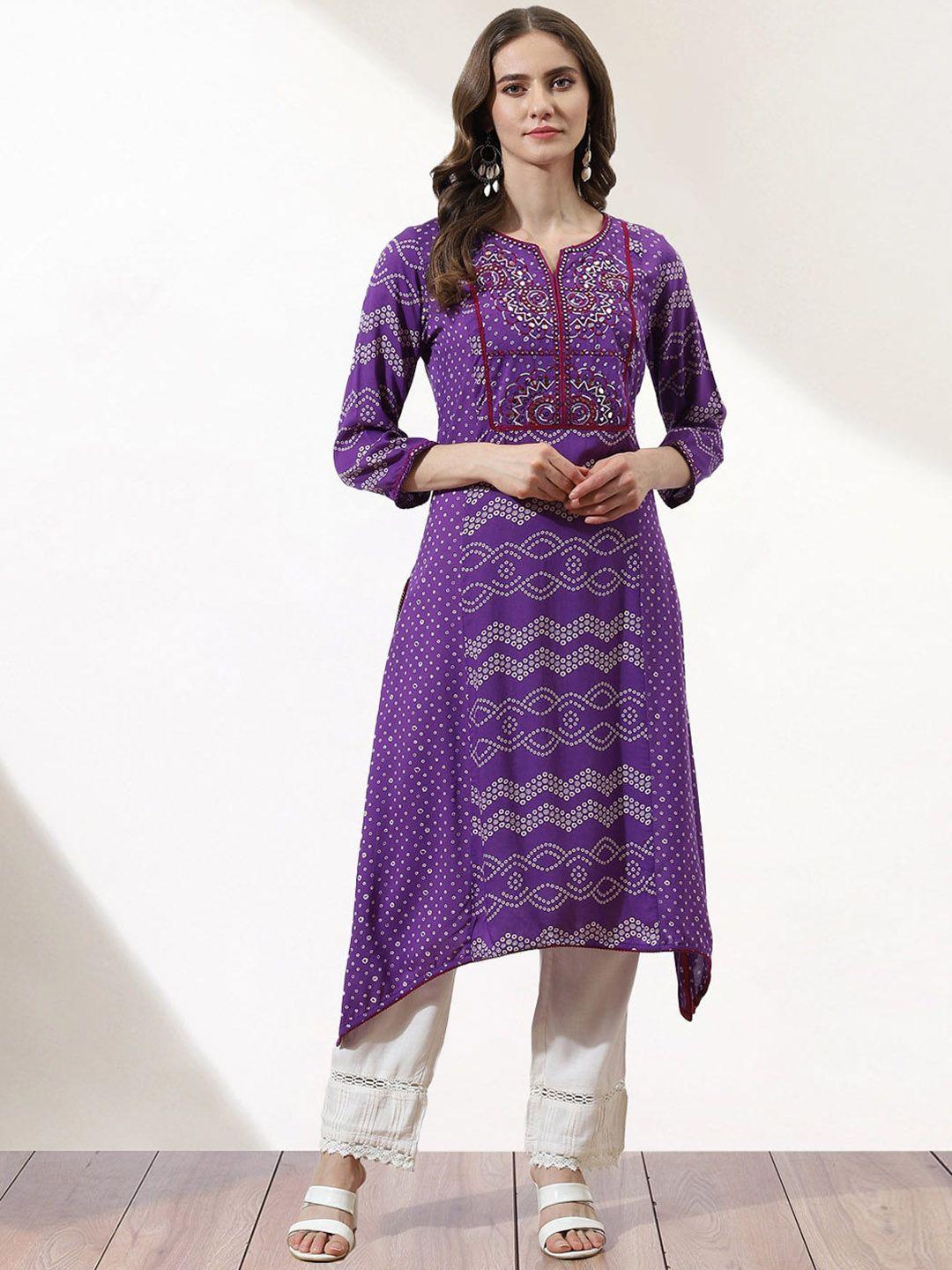 lakshita women bandhani printed gotta patti kurta