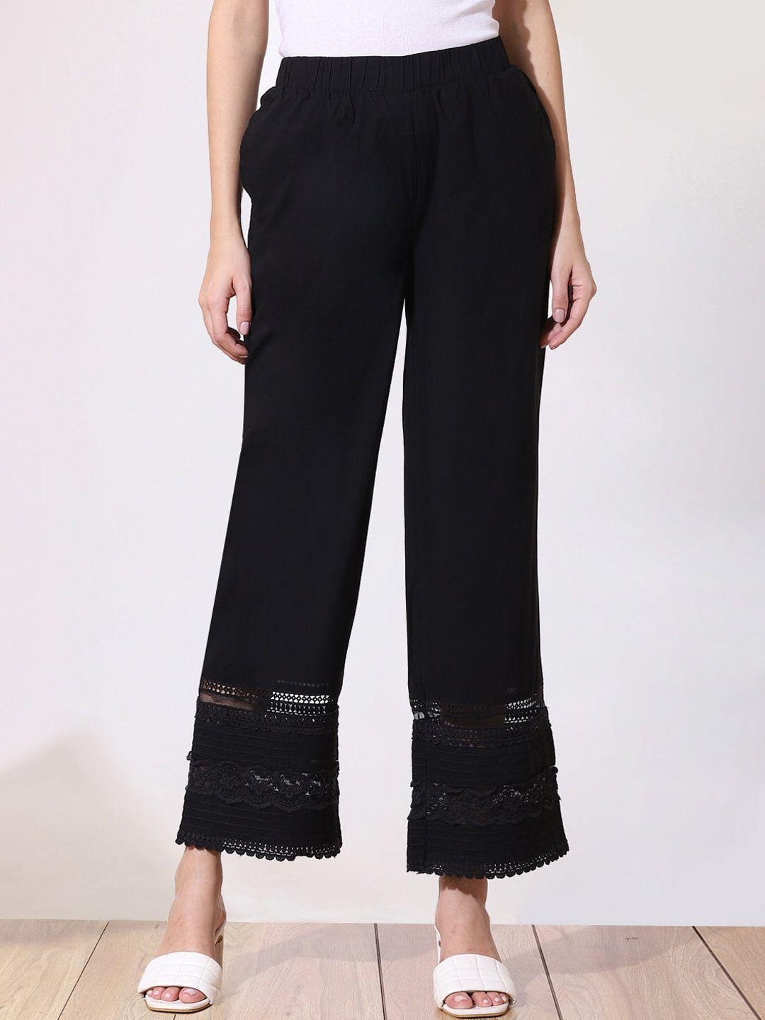 lakshita women black high-rise ethnic trousers