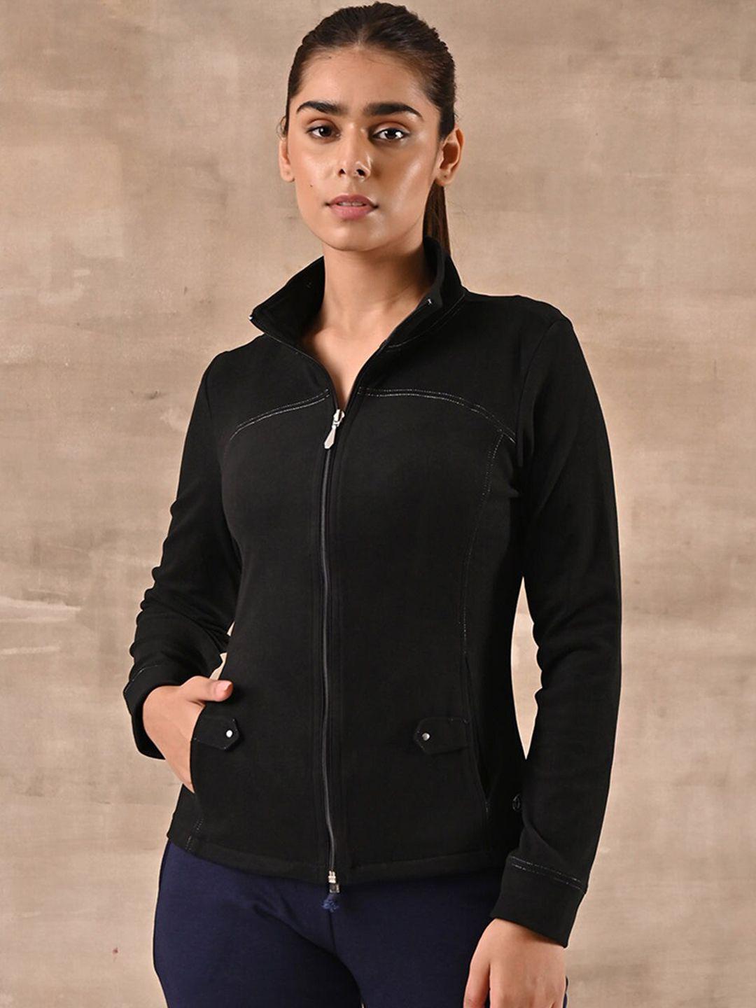 lakshita women black solid outdoor wool sporty jacket