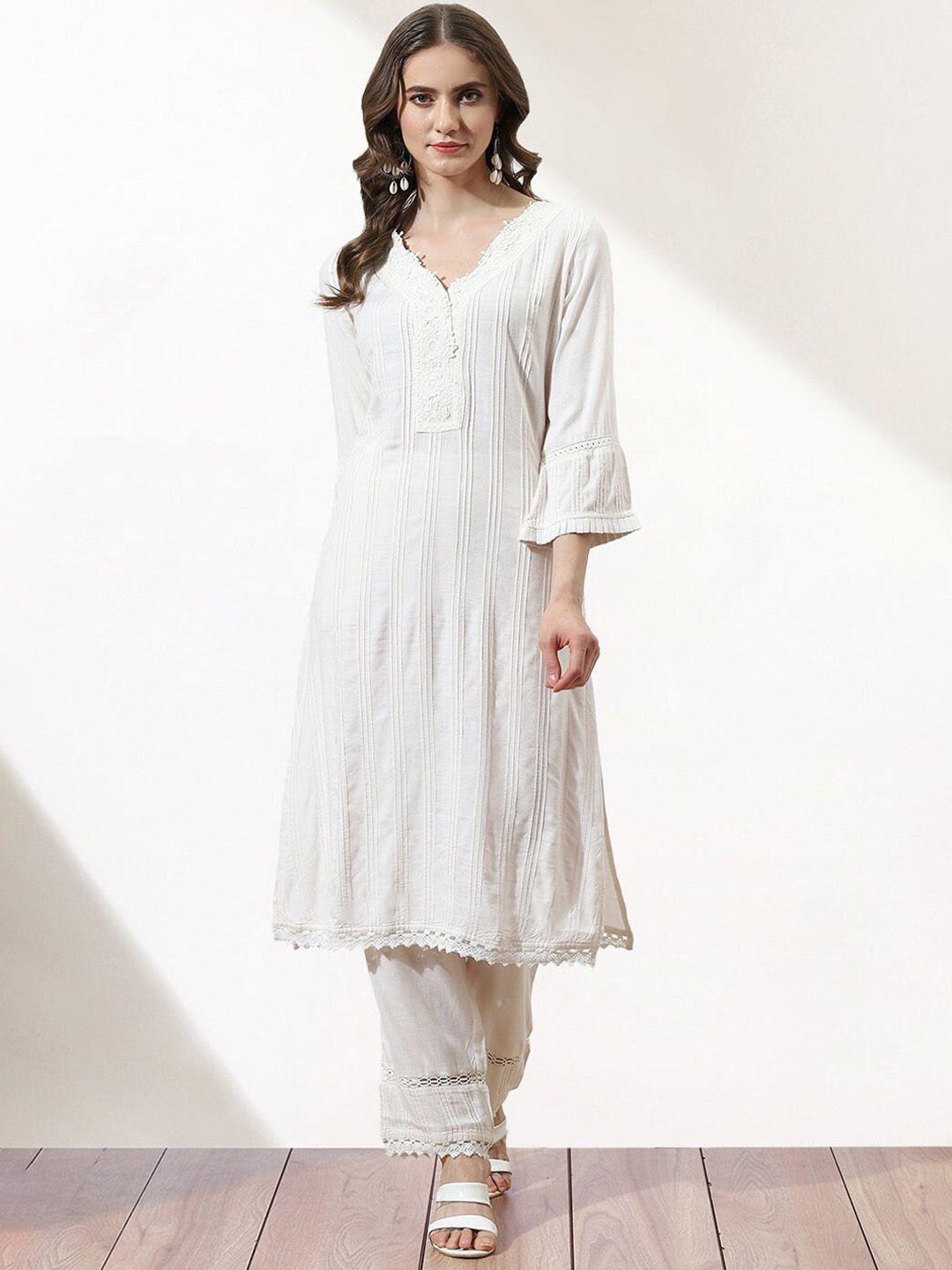 lakshita women lace detailing kurta with palazzos