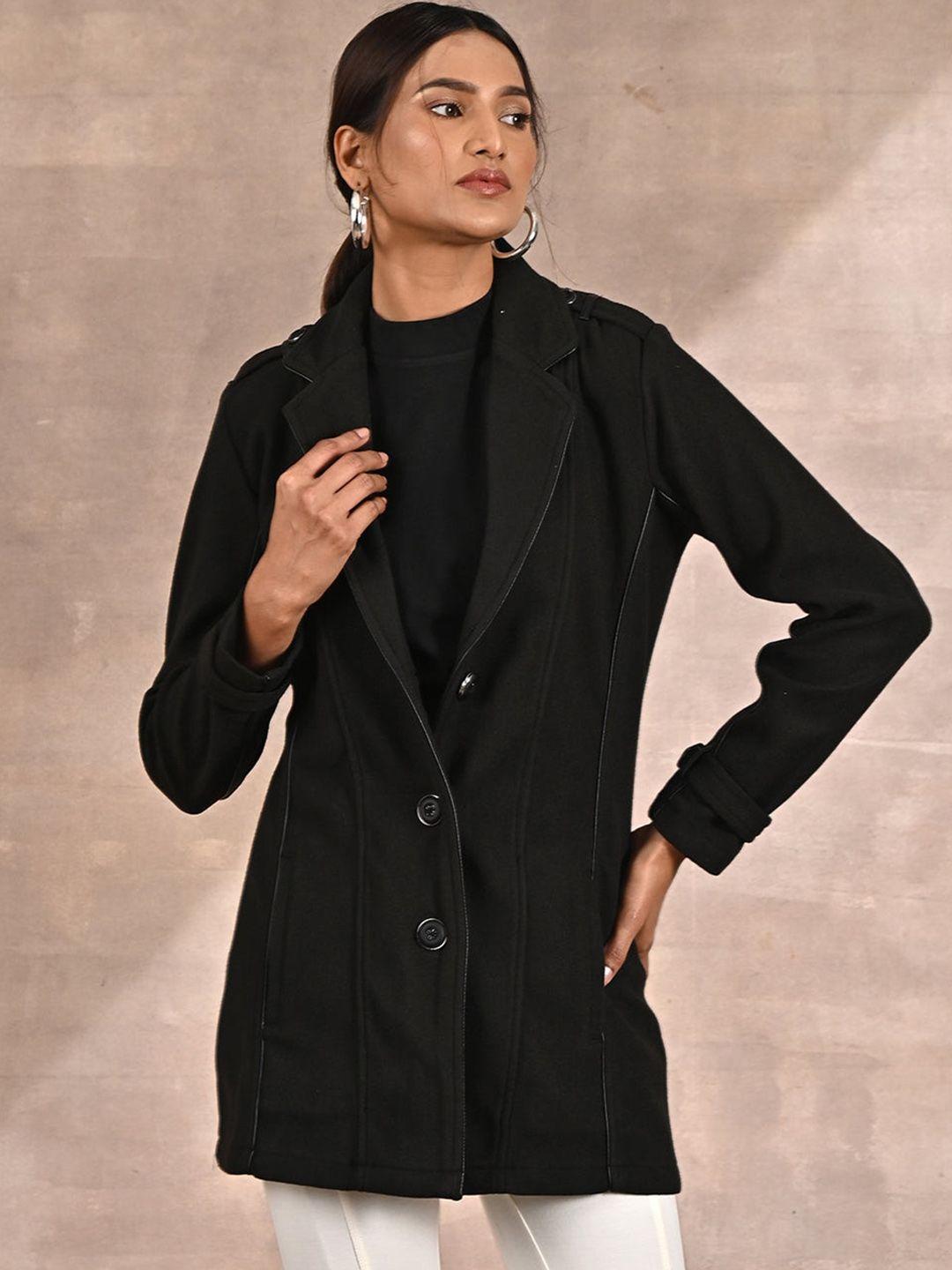 lakshita women notch lapel wool regular fit trench coat