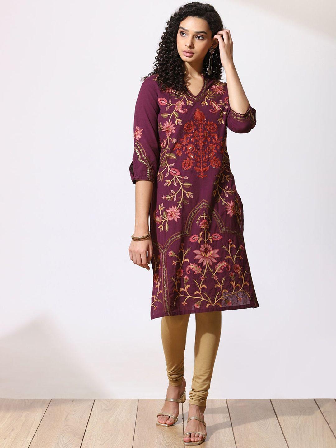 lakshita women purple floral printed kurta