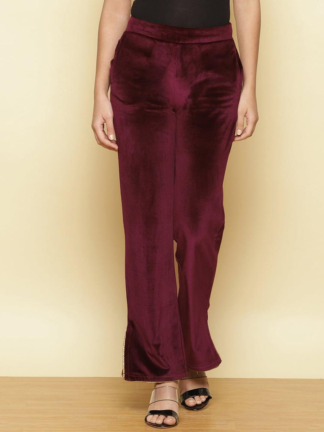 lakshita women purple high-rise trousers