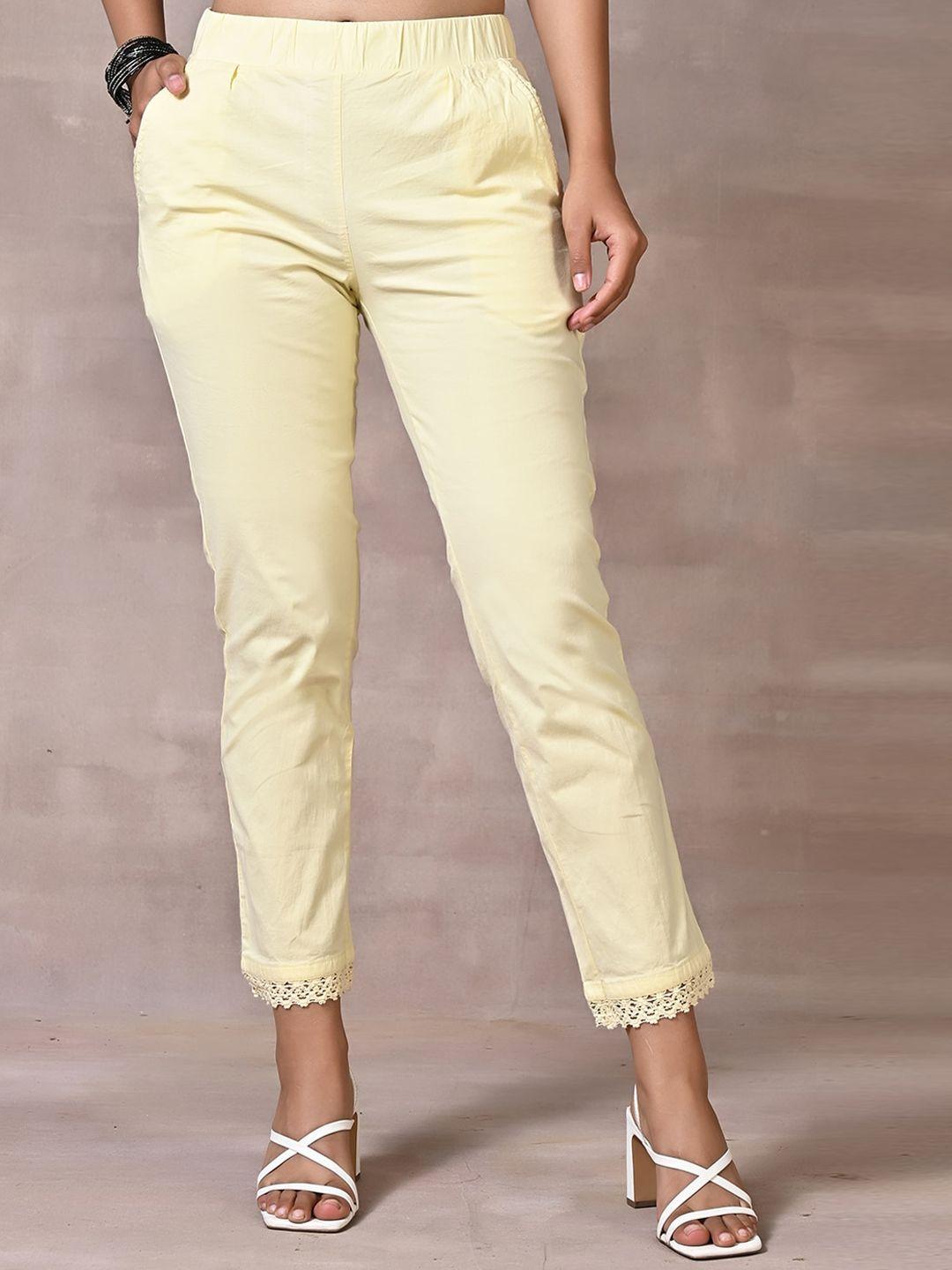 lakshita women smart relaxed fit easy wash cropped trousers