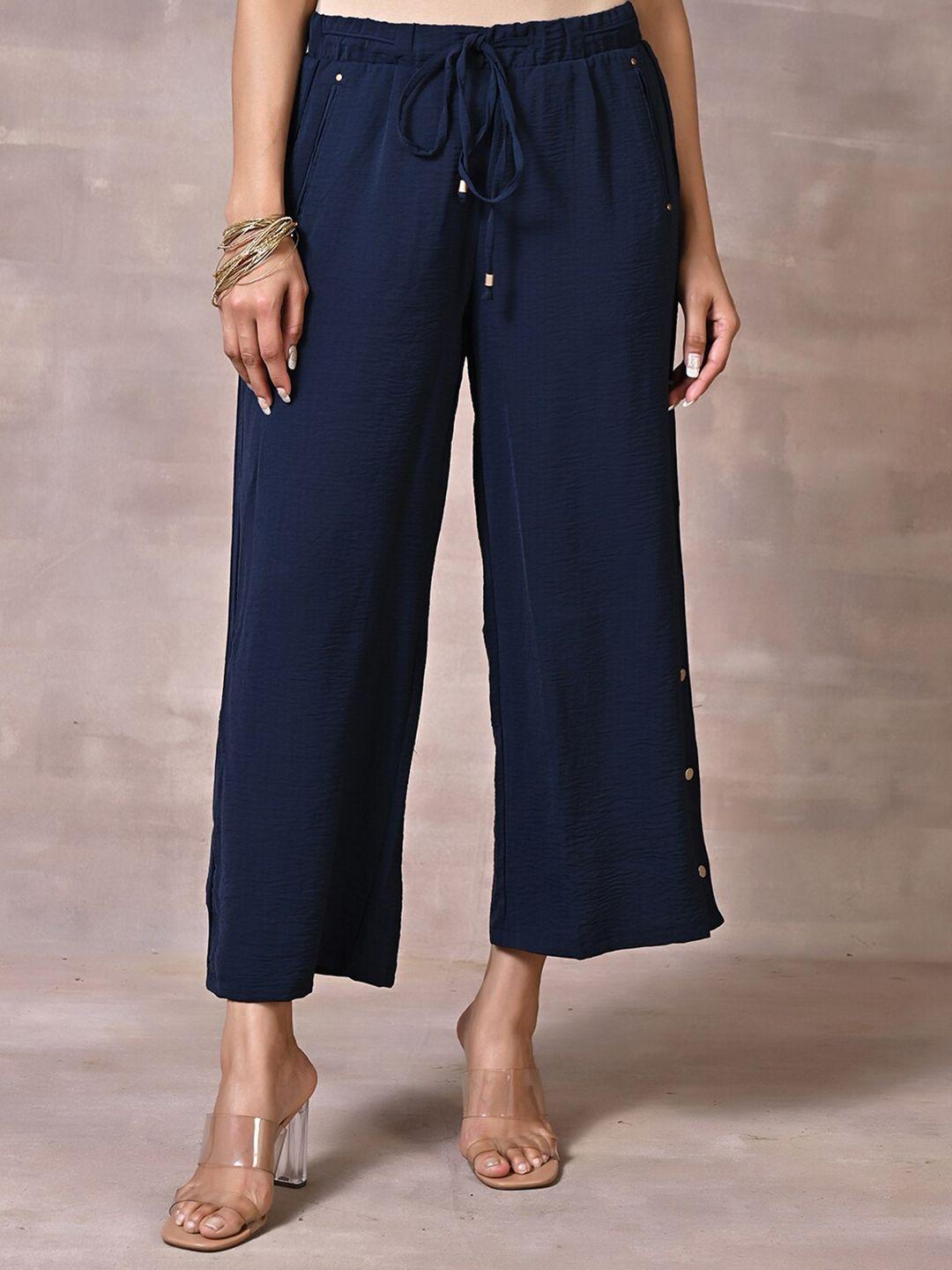 lakshita women smart straight fit easy wash culottes trousers