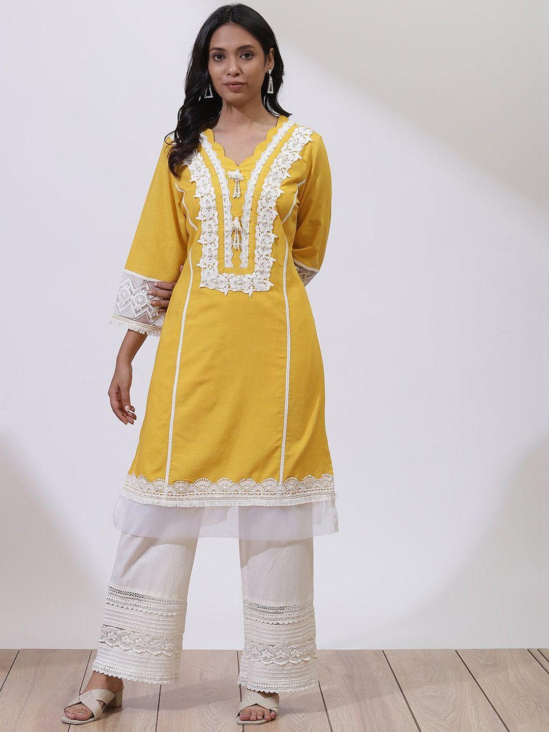 lakshita women v-neck ethnic motifs embroidered kurta