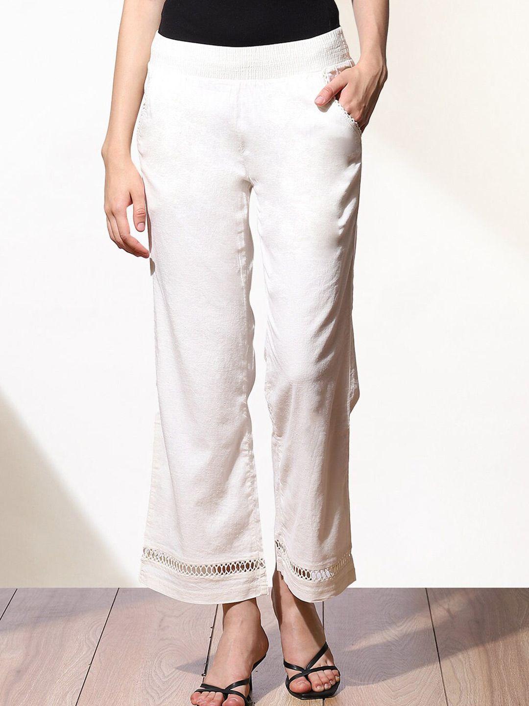 lakshita women white embroidered palazzos