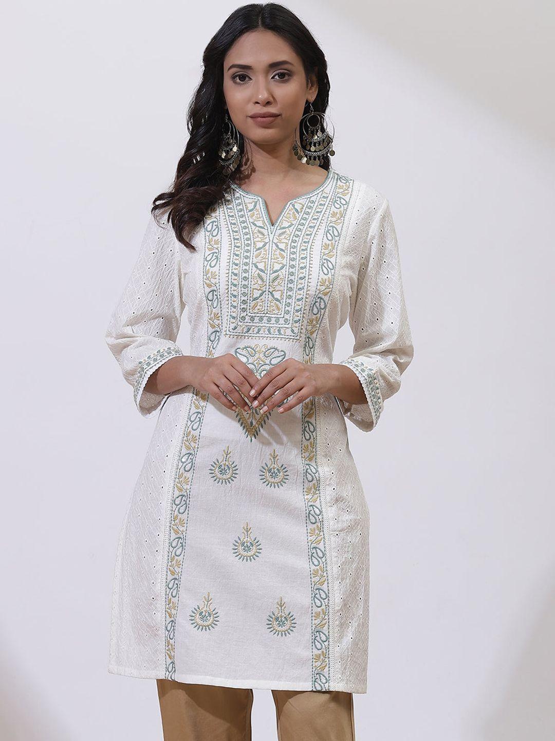 lakshita women white ethnic motifs printed kurta