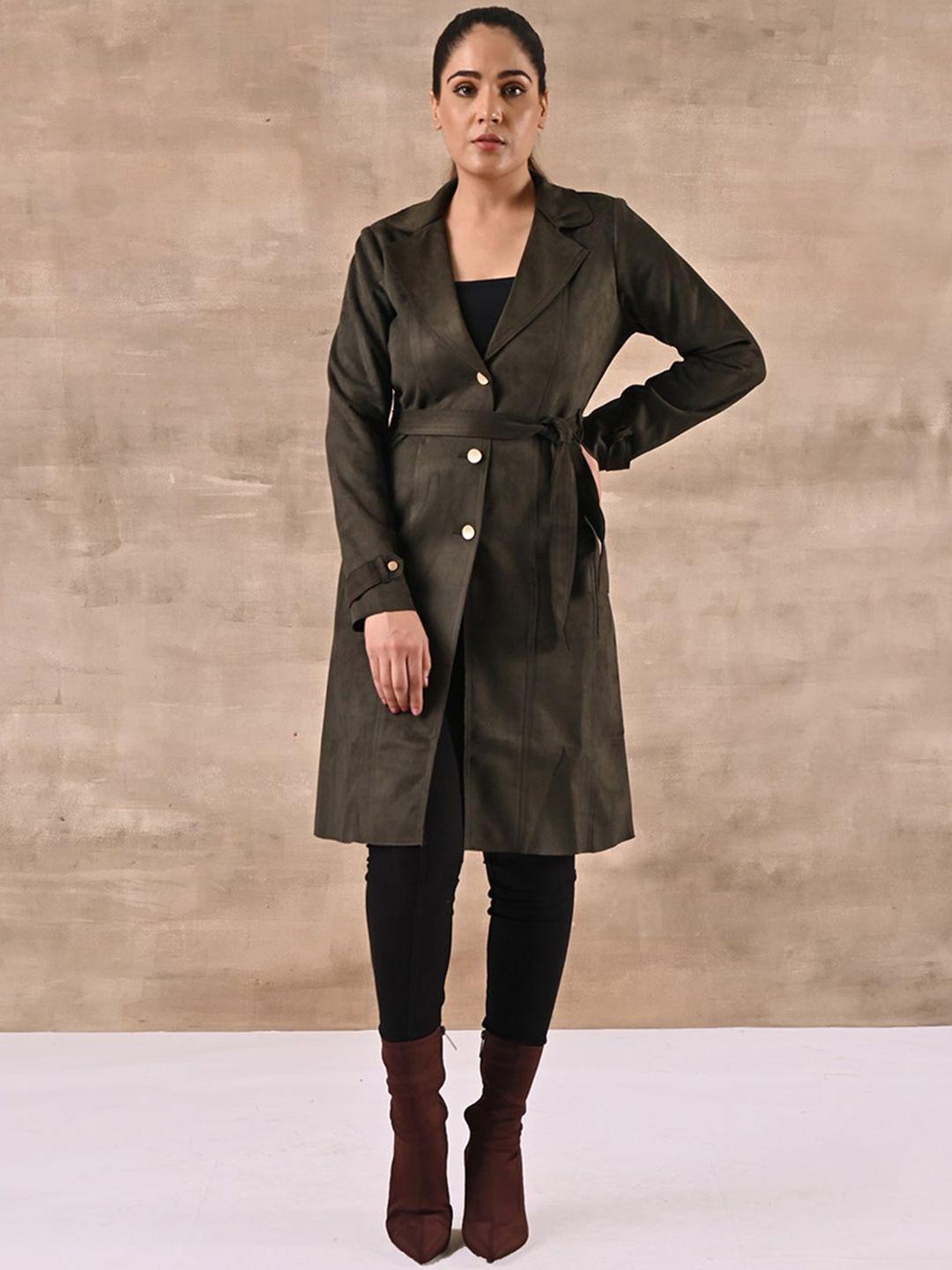 lakshita women wool single-breasted regular fit trench coat