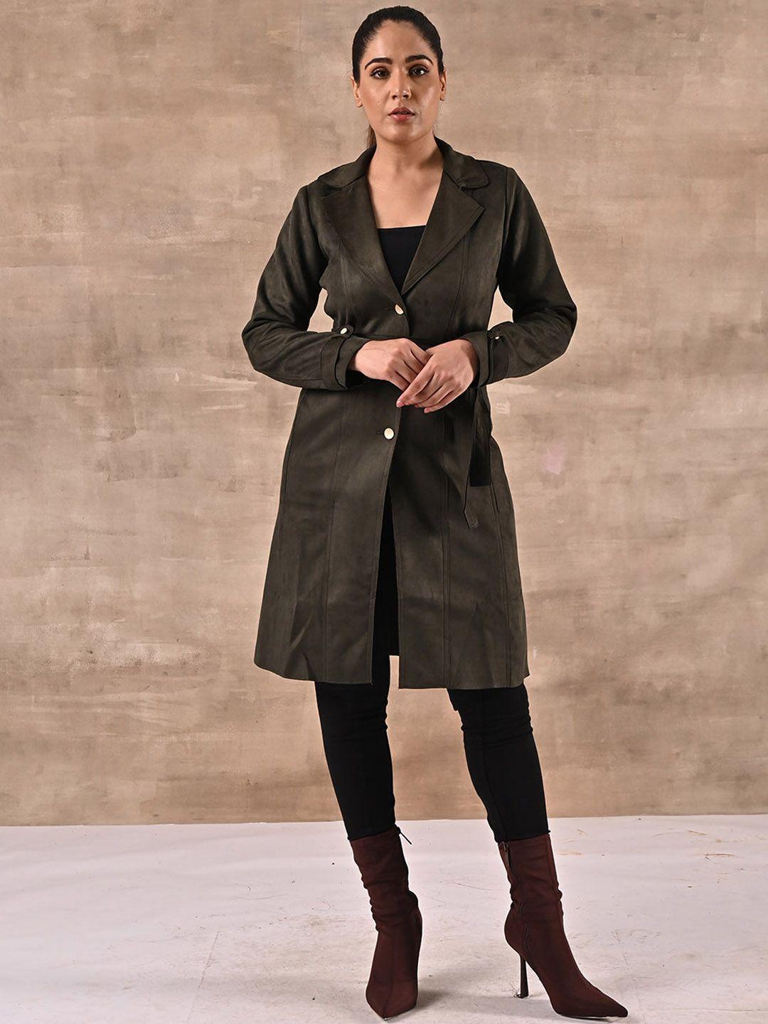 lakshita women wool single-breasted regular fit trench coat