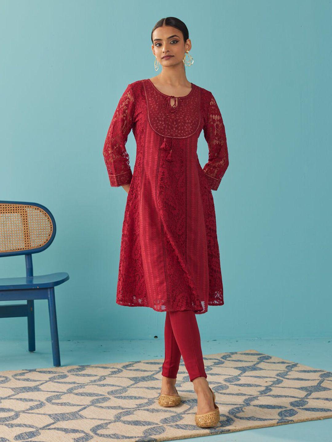 lakshita woven design sequinned a-line kurta
