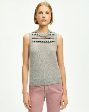 lambswool fair isle shell vest