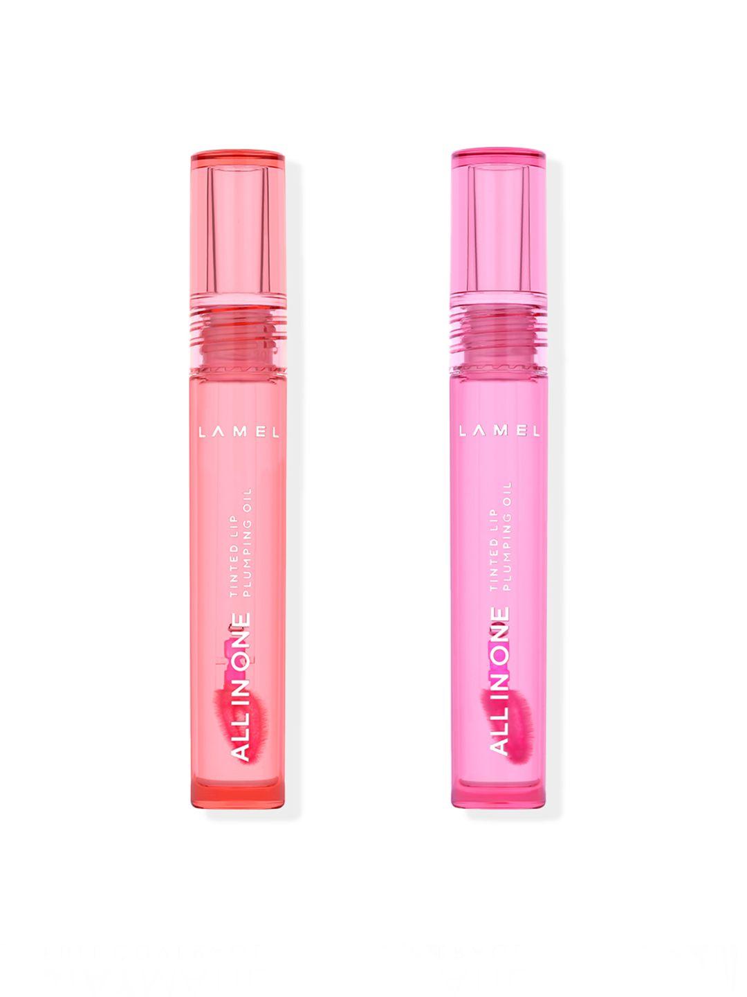 lamel 2pcs nourishing all in one tinted lip plumping oil 3ml each - shade 401 & 402