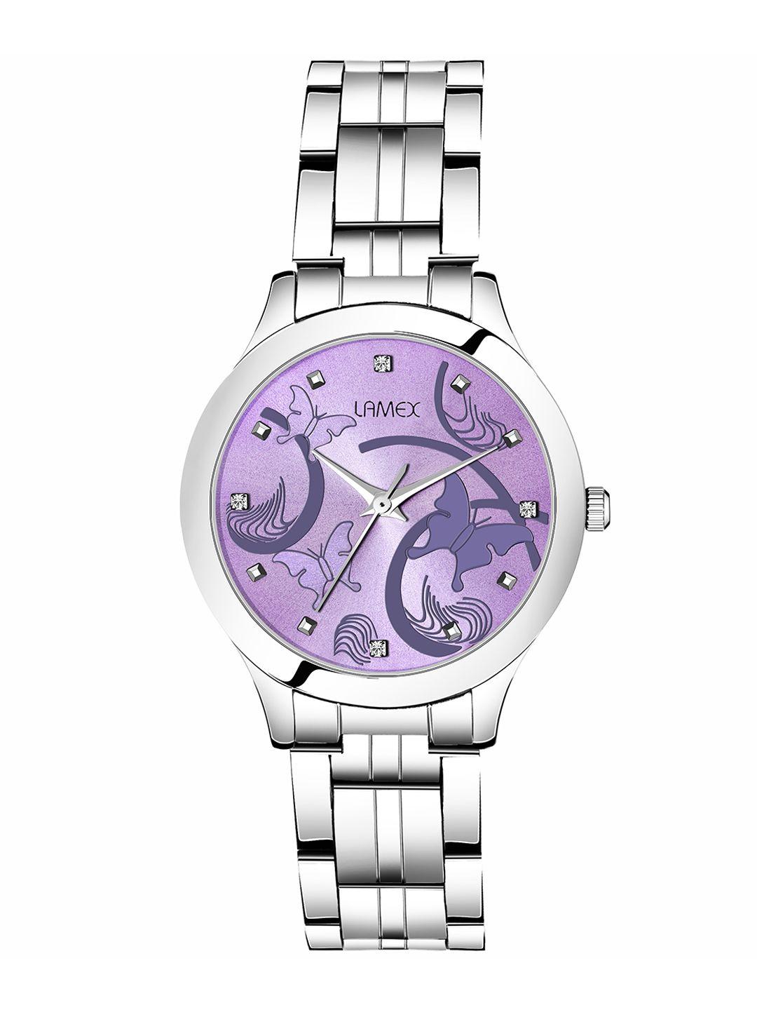 lamex women purple & silver-toned analogue watch 4510-ultradlx-ss-prpl