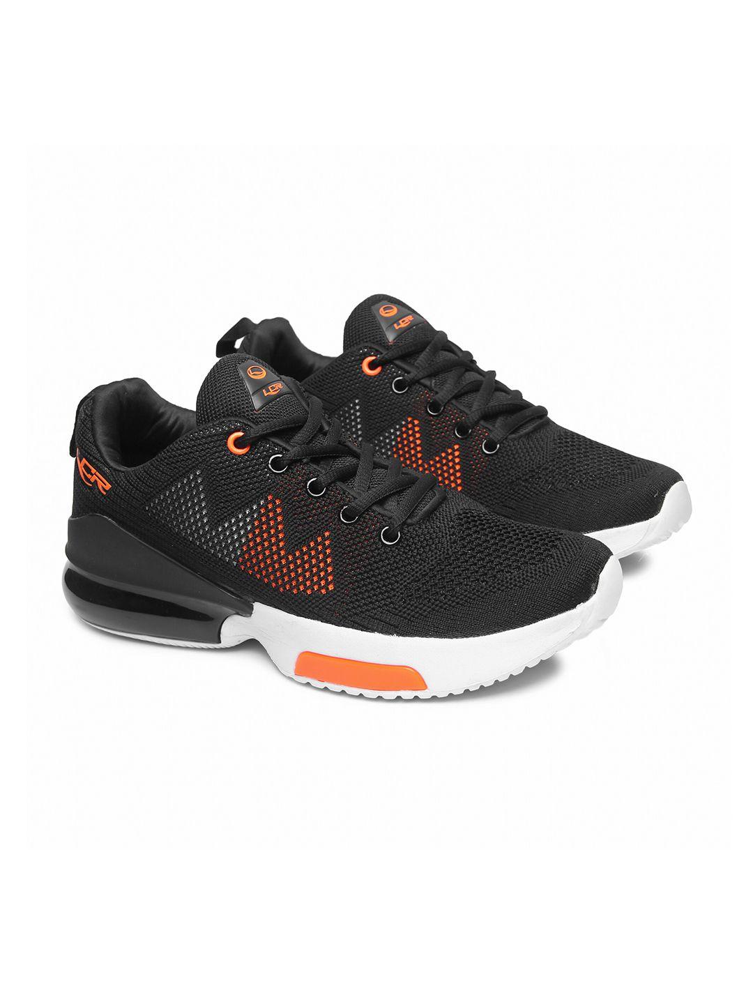 lancer men black & orange textile running non-marking shoes