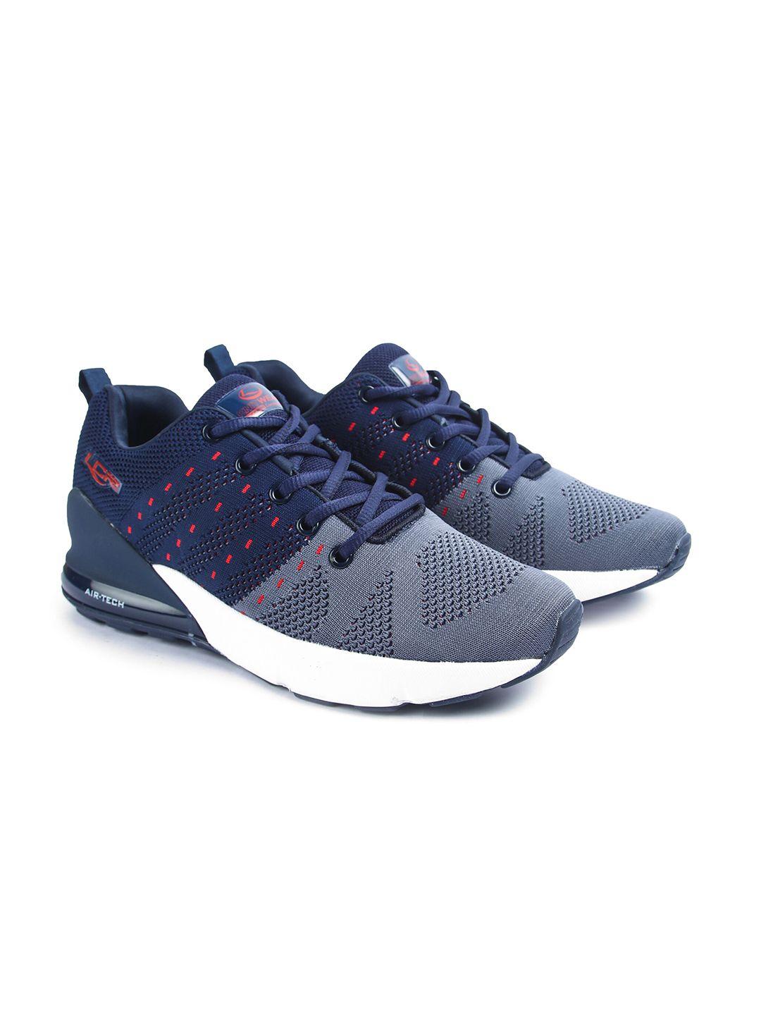 lancer men navy blue textile running non-marking shoes