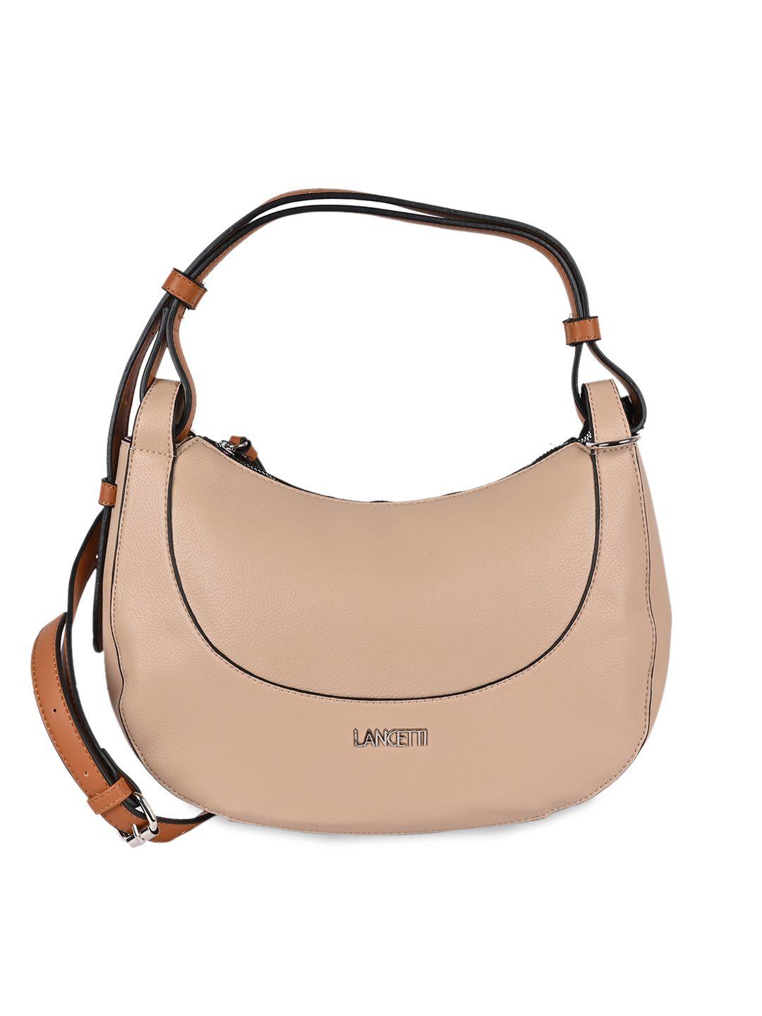 lancetti beige pu structured hobo bag