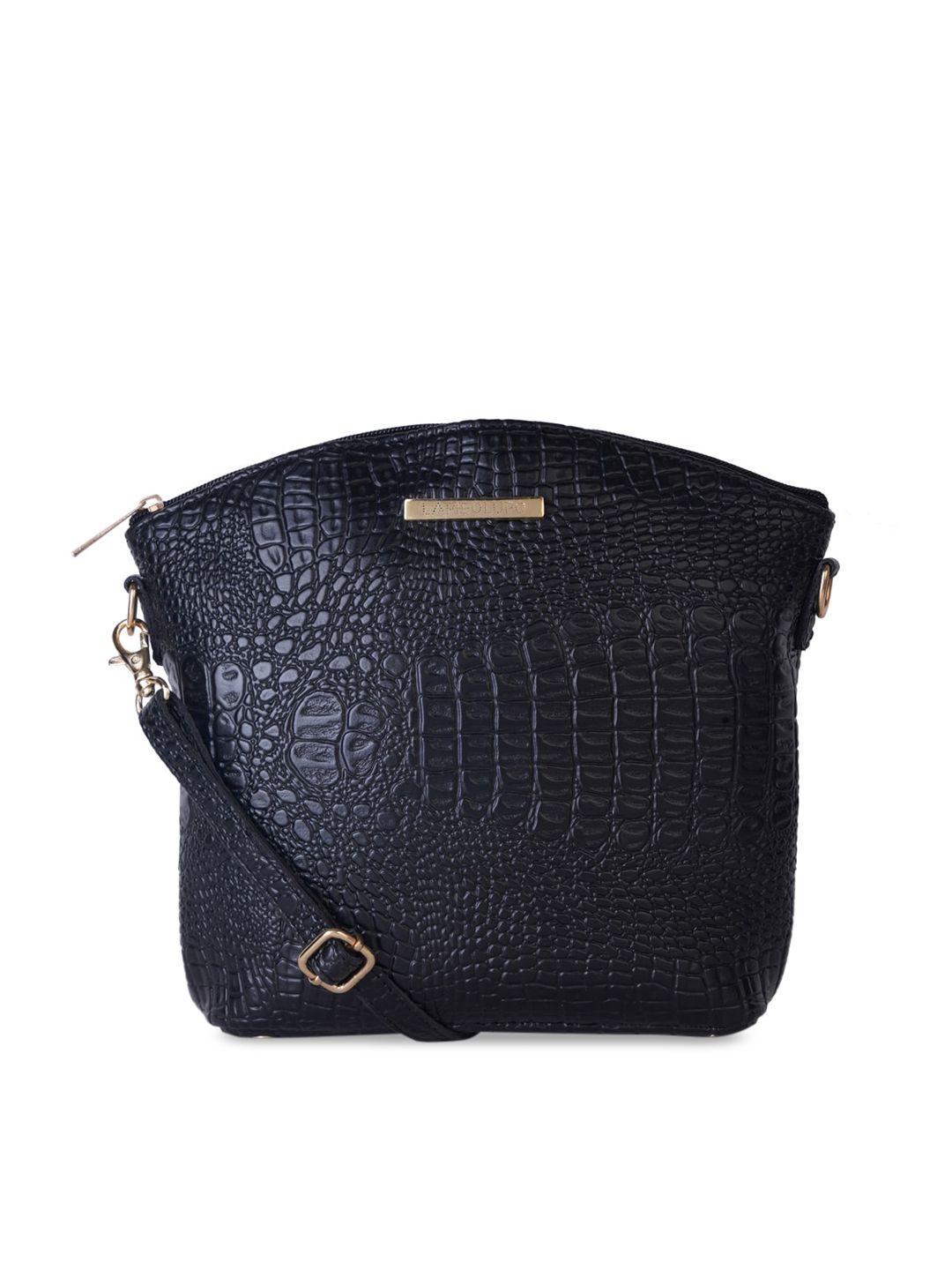 lapis o lupo black textured sling bag