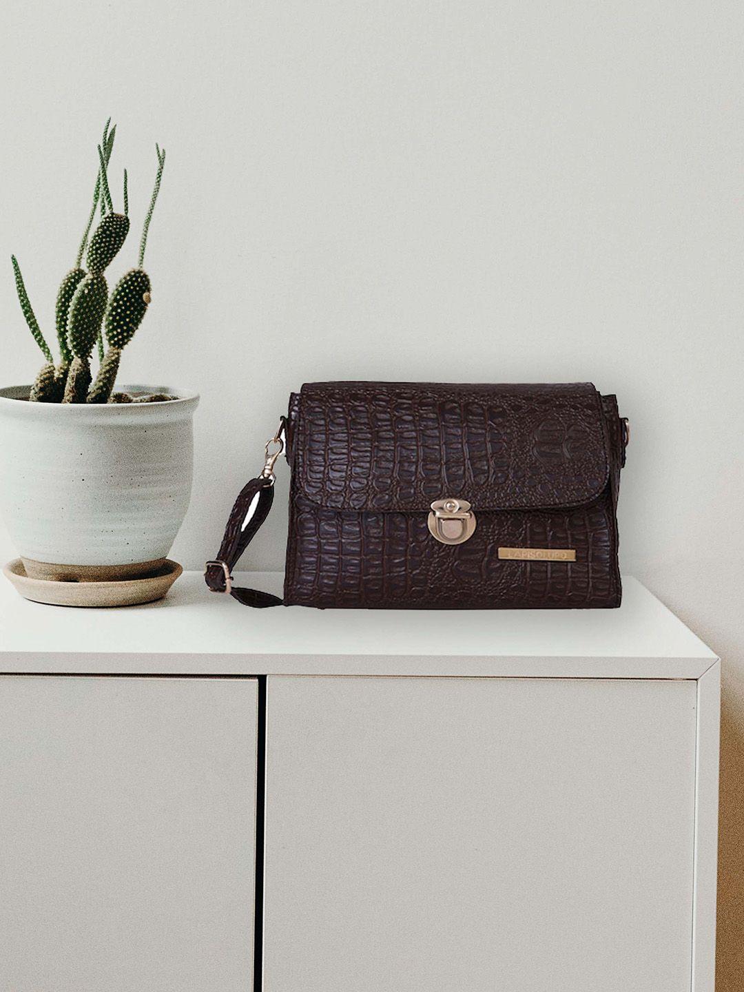 lapis o lupo brown textured sling bag