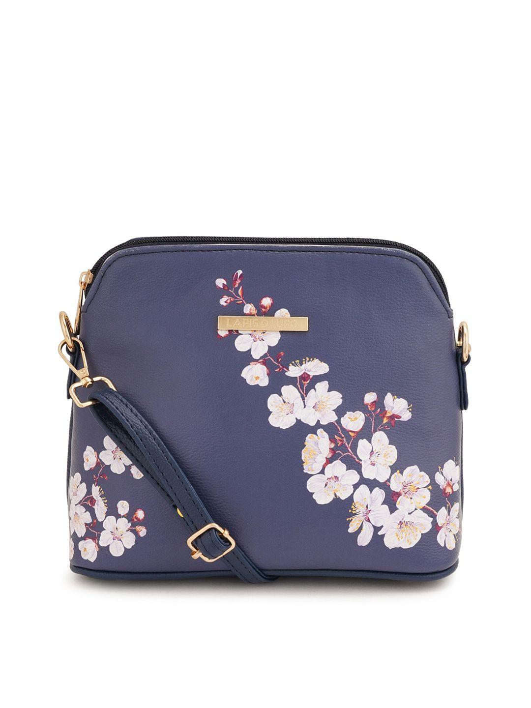 lapis o lupo floral embellished structured sling bag