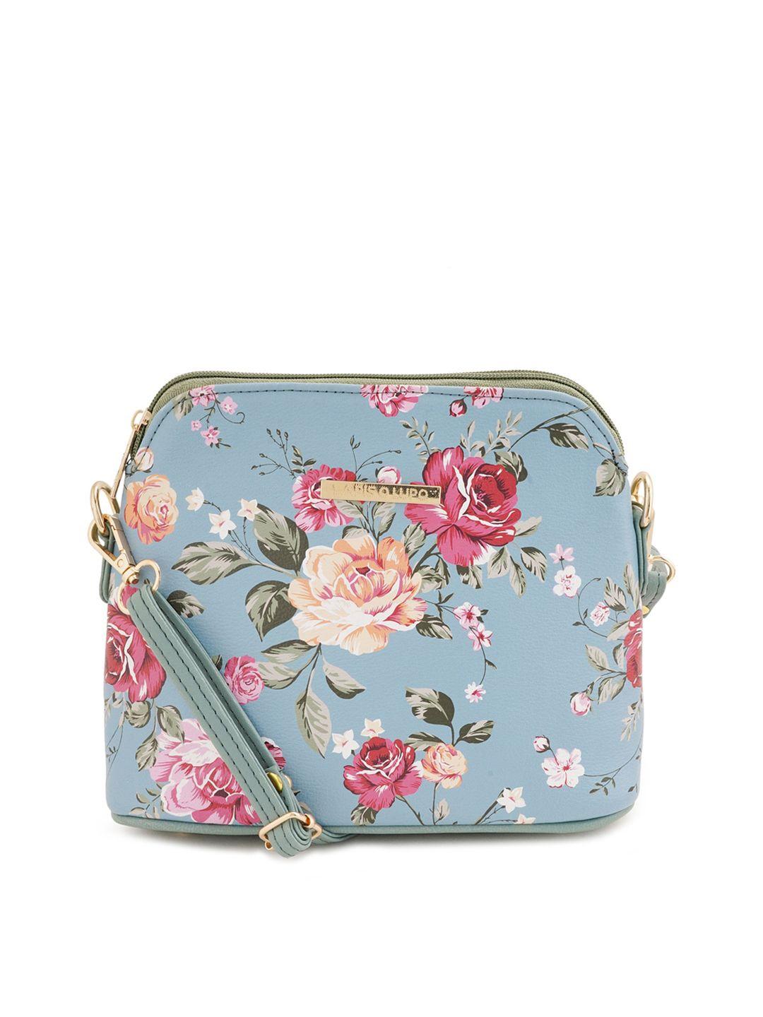 lapis o lupo floral printed structured sling bag