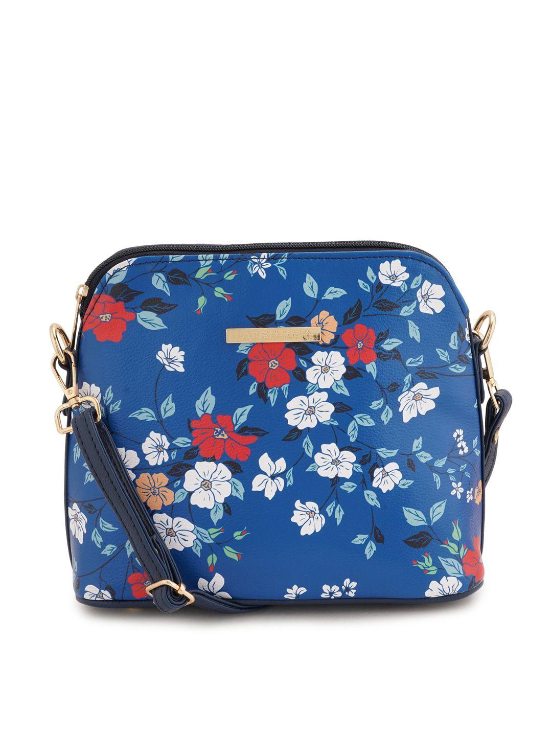 lapis o lupo floral printed structured sling bag